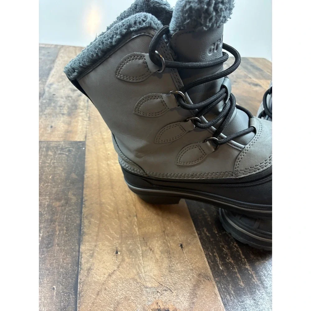 Crocs AllCast II Luxe Winter Boots Grey Black Faux Fur Lined Mens 6 Womens 8
